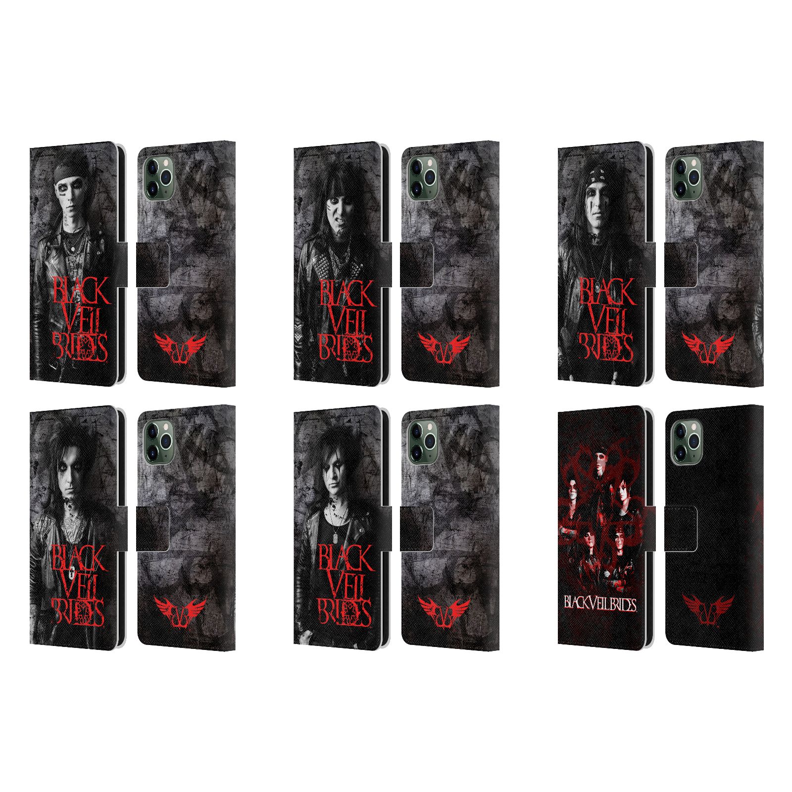 公式ライセンス Black Veil Brides バンドメンバー レザー手帳型ウォレットタイプケース Apple iPhone 電話 スマホケース 全機種対応 ..