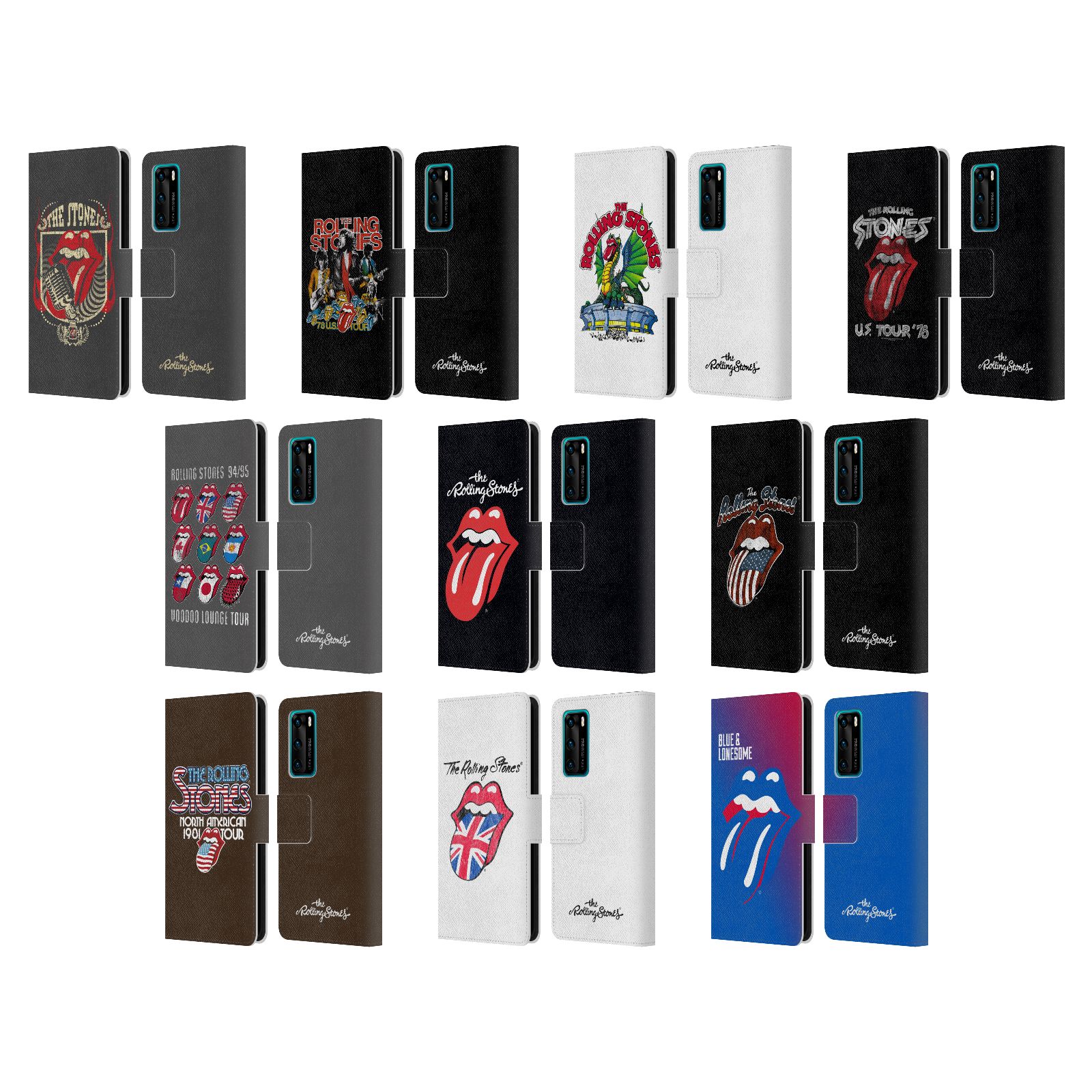 公式ライセンス The Rolling Stones キーアート レザー手帳型ウォレットタイプケース Huawei 電話 4 ザ・ローリング・ストーンズ ローリング・ストーンズ ローリング ストーンズ ベロ・マーク