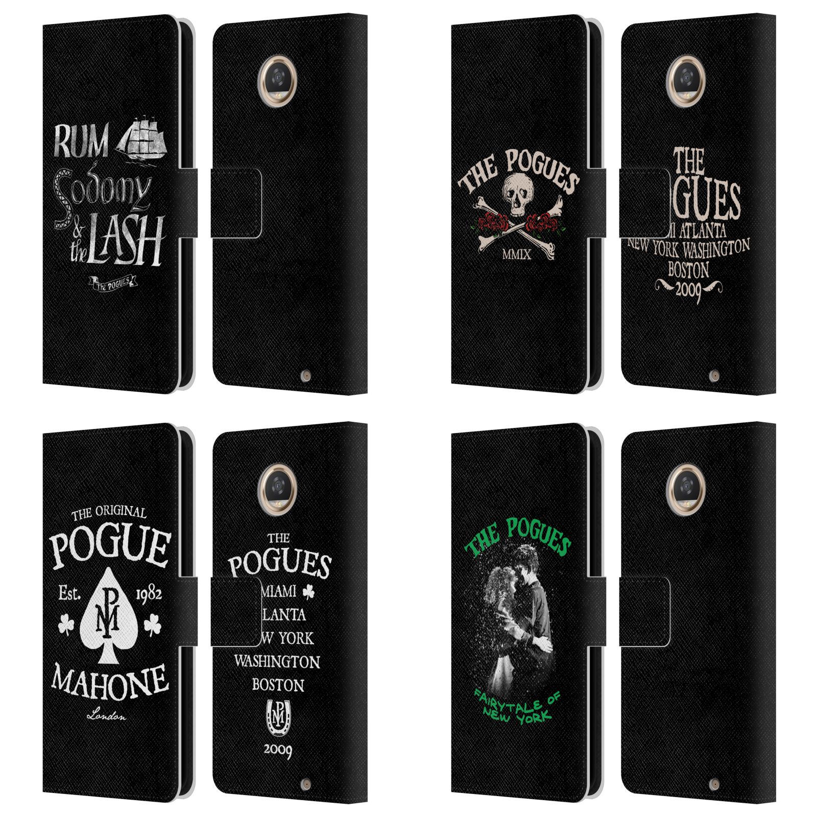  公式ライセンス The Pogues グラフィック レザー手帳型ウォレットタイプケース Motorola 電話 スマホケース 全機種対応 グッズ