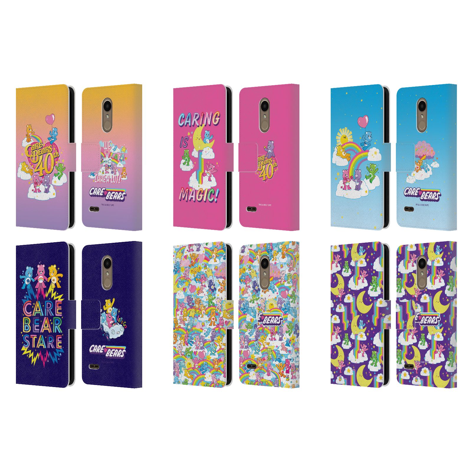 公式ライセンス Care Bears 40thアニバーサリー レザー手帳型ウォレットタイプケース LG 電話 スマホケース 全機種対応 グッズ