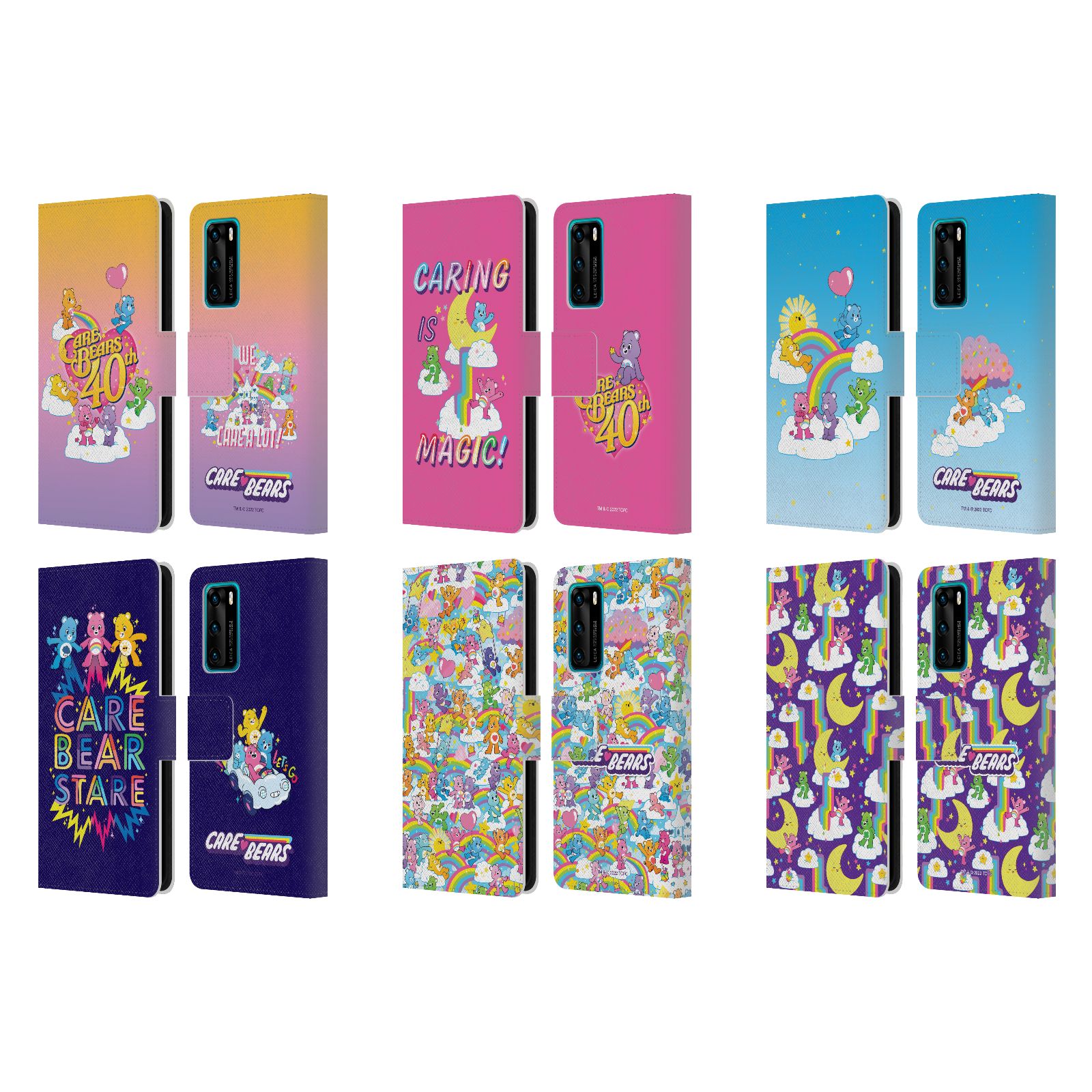 公式ライセンス Care Bears 40thアニバーサリー レザー手帳型ウォレットタイプケース Huawei 電話 4 スマホケース 全機種対応 グッズ