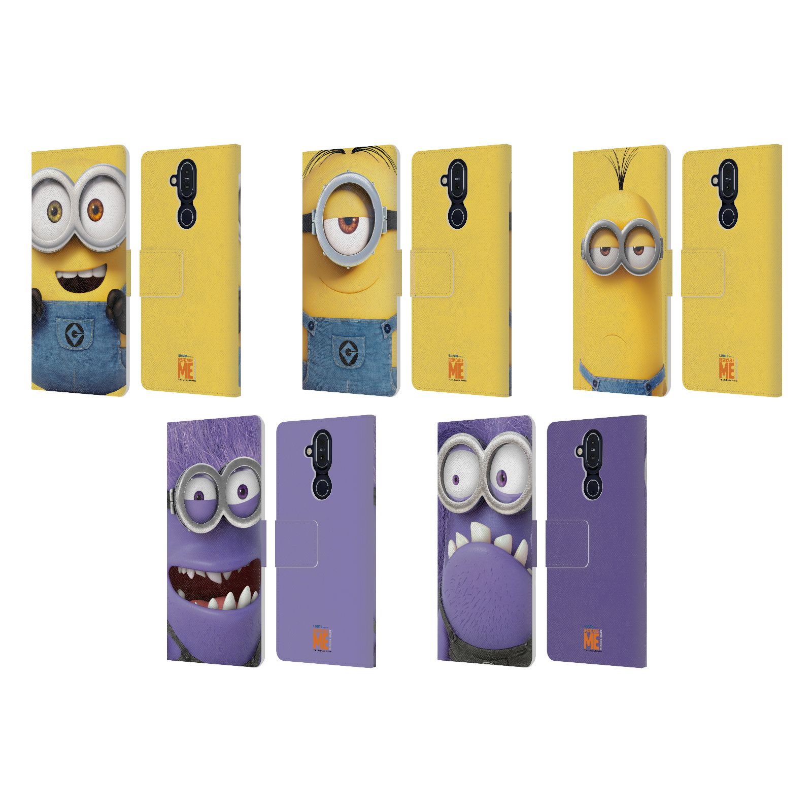 公式ライセンス Despicable Me フルフェイス・ミニオンズ レザー手帳型ウォレットタイプケース Nokia 電話 スマホケース