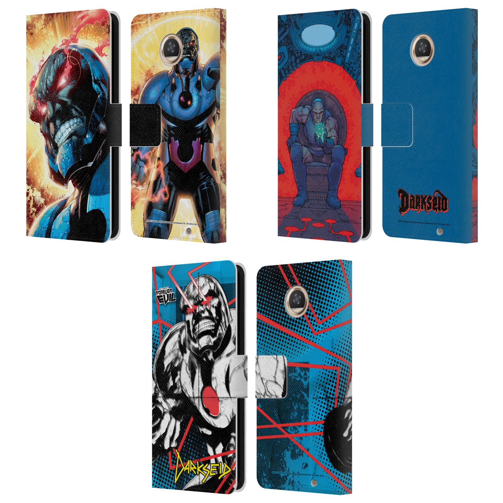公式ライセンス Justice League DC Comics ダークシード・コミックアート レザー手帳型ウォレットタイプケース Motorola 電話 スマホケ..