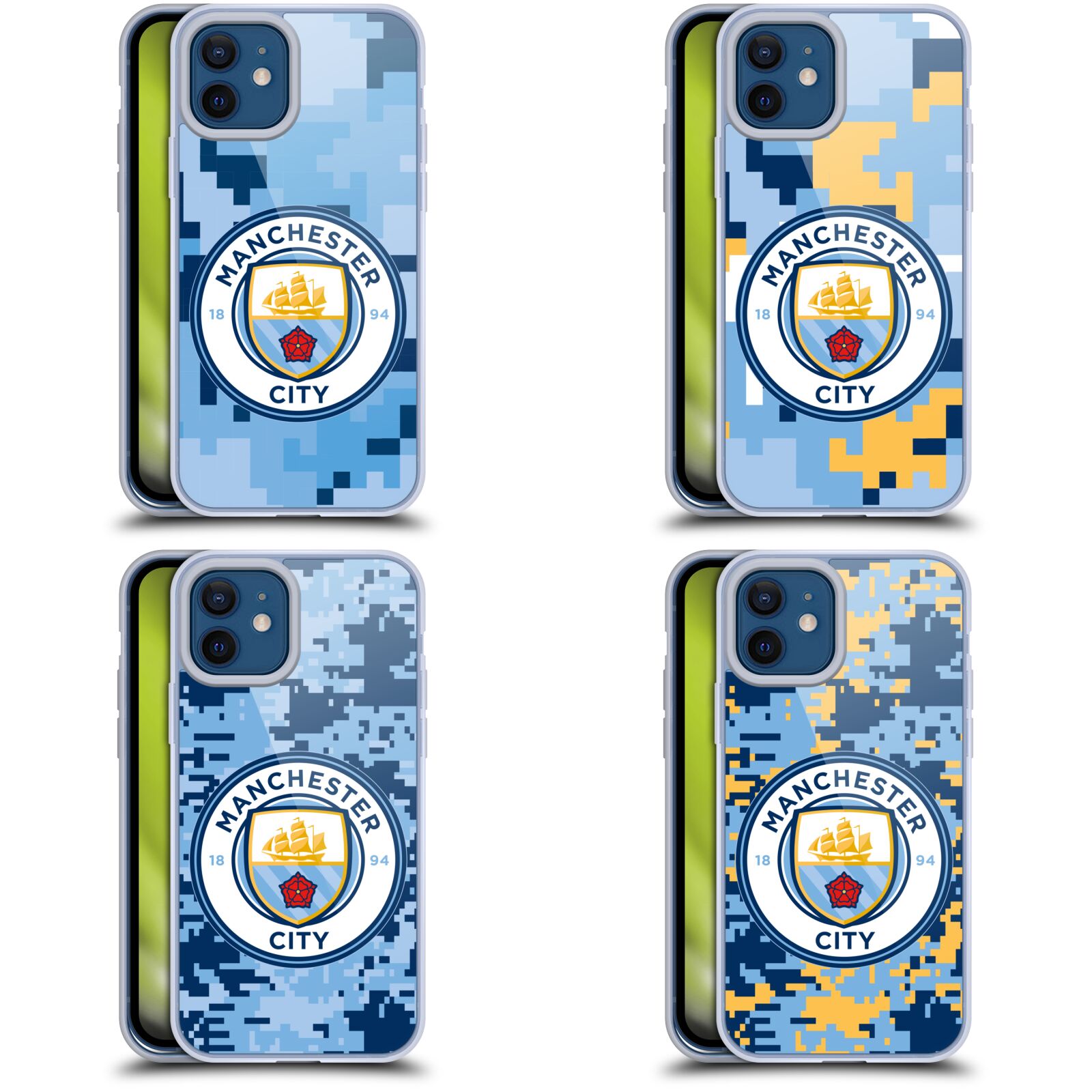 公式ライセンス Manchester City Man City FC デジタル・カモフラージュ ソフトジェルケース Apple iPhone 電話 マンチェスター・シティ マンチェスター シティ マンC UEFA サポーター サッカ…