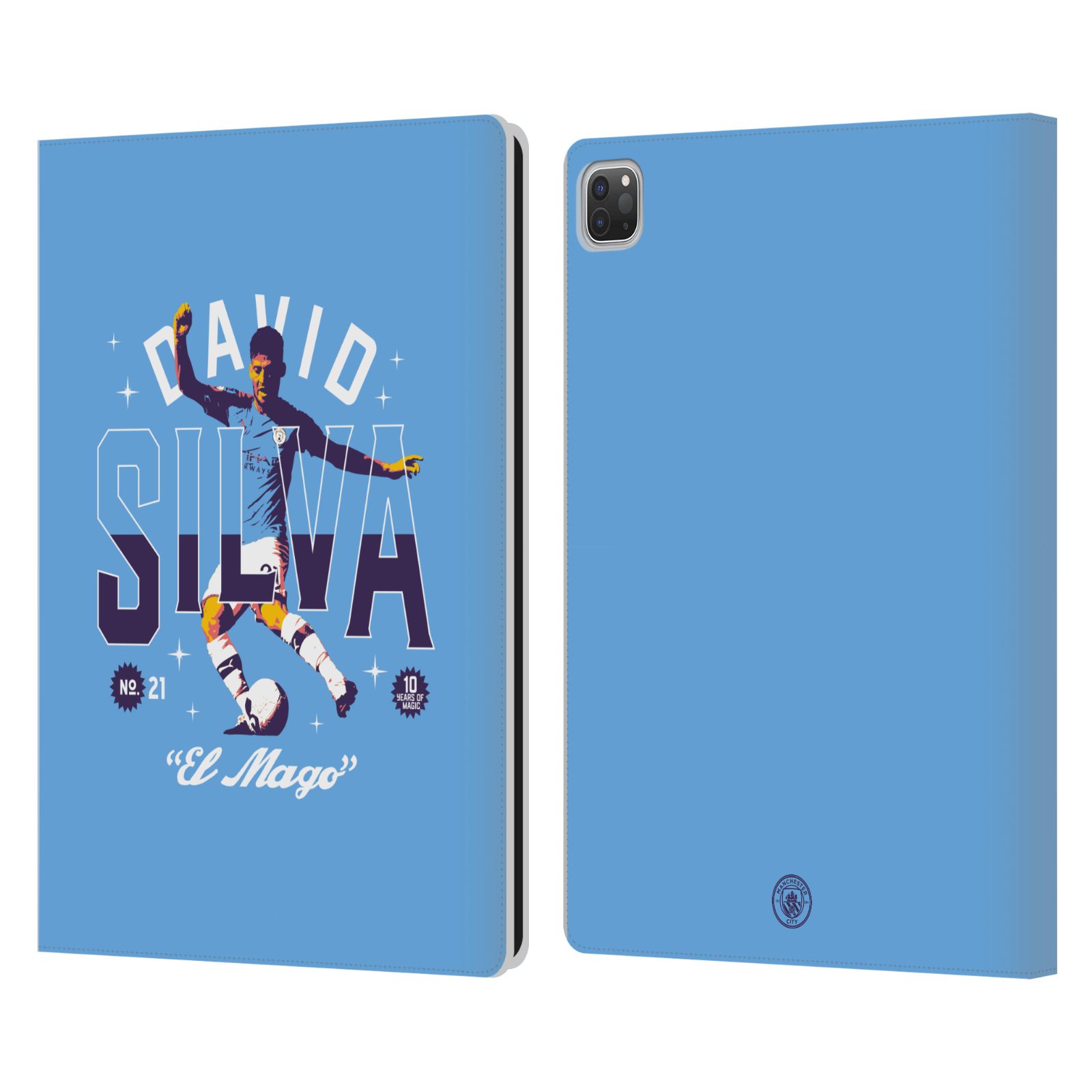 公式ライセンス Manchester City Man City FC David Silva 10 Years レザー手帳型ウォレットタイプケース Apple iPad スマホケース