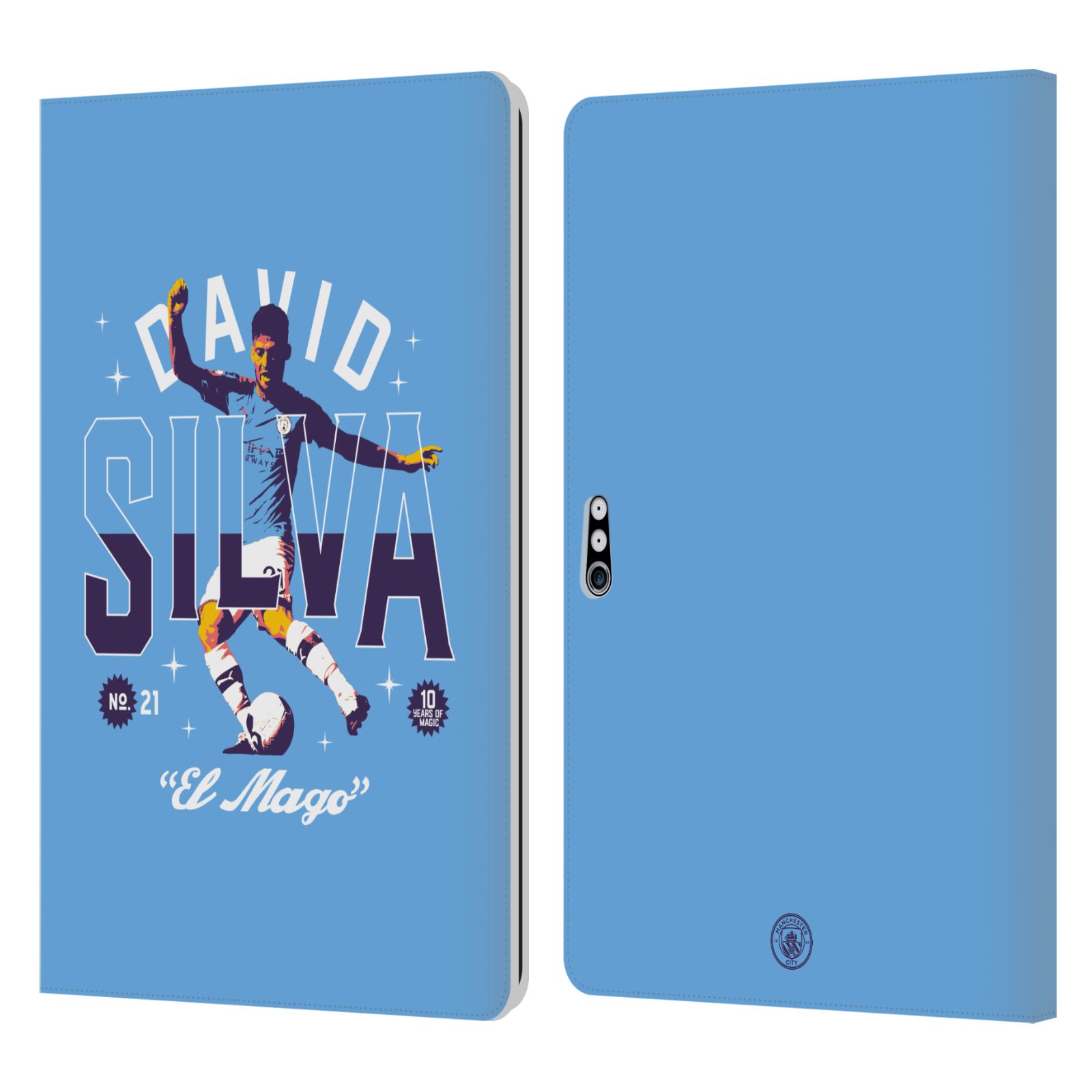 オフィシャル Manchester City Man City FC David Silva 10 Years レザー手帳型ウォレットタイプケース Microsoft Surface タブレット