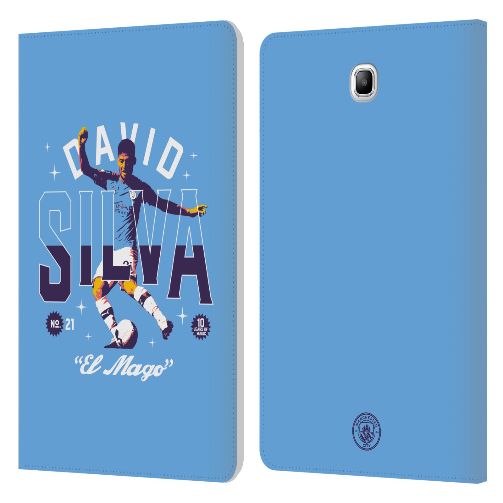 公式ライセンス Manchester City Man City FC David Silva 10 Years レザー手帳型ウォレットタイプケース Samsung Galaxy タブレット スマホケース