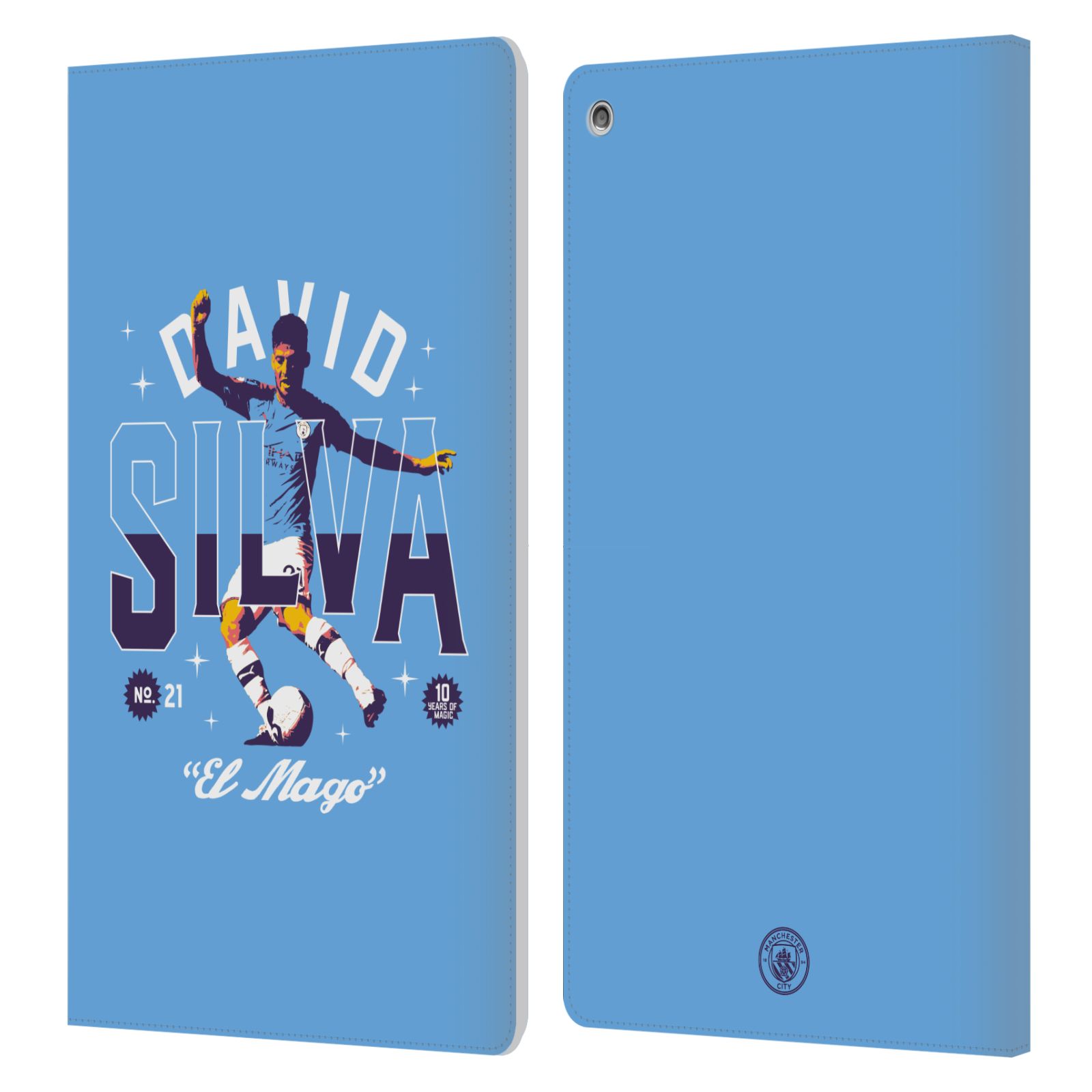 公式ライセンス Manchester City Man City FC David Silva 10 Years レザー手帳型ウォレットタイプケース Amazon Fire スマホケース