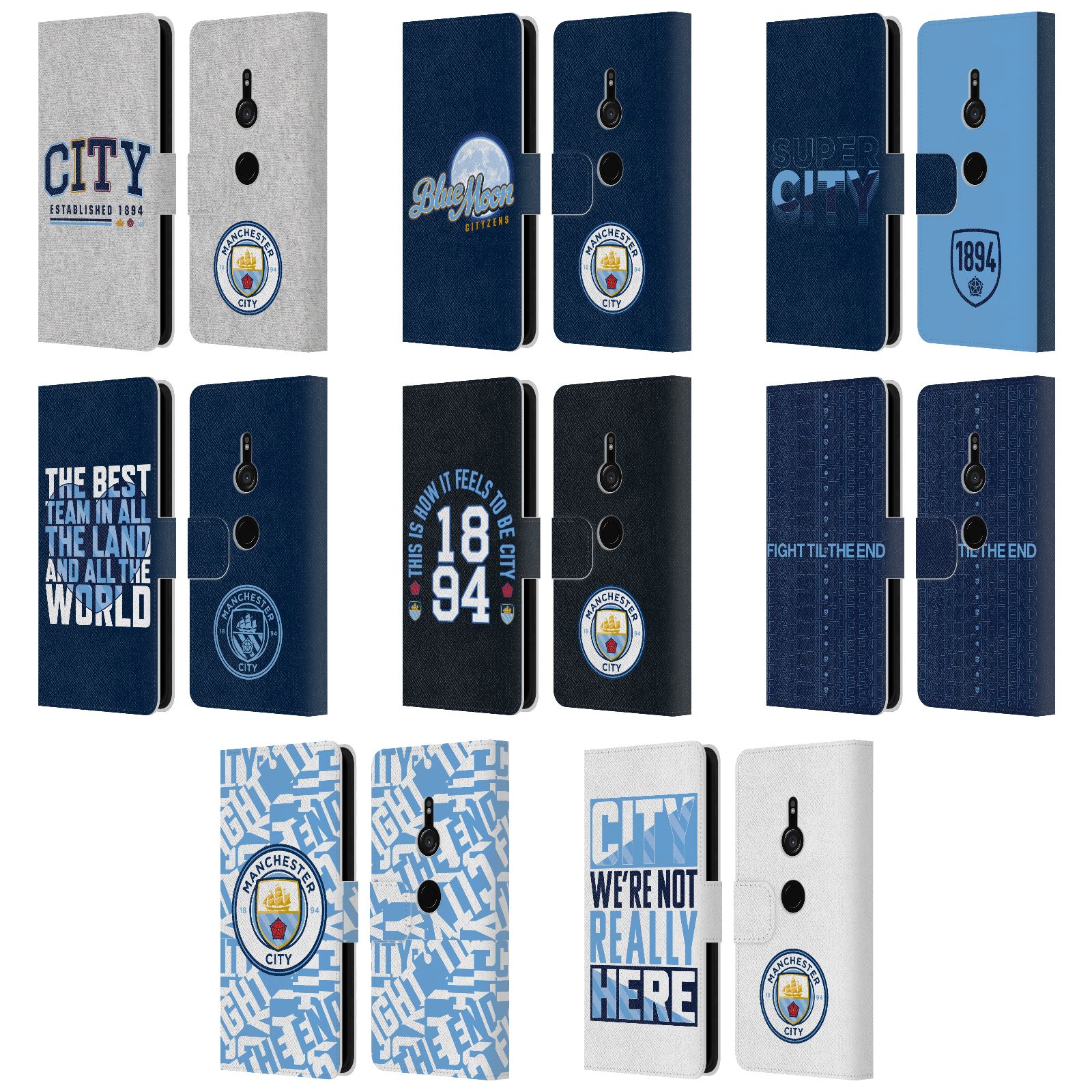 公式ライセンス Manchester City Man City FC グラフィック レザー手帳型ウォレットタイプケース Sony 電話 1 マンチェスター・シティ マンチェスター シティ マンC