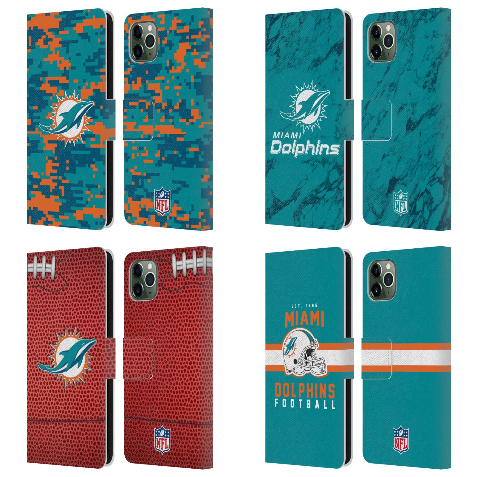 公式ライセンス NFL Miami Dolphins Graphics レザー手帳型ウォレットタイプケース Apple iPhone 電話 スマホケース 全機種対応 グッズ