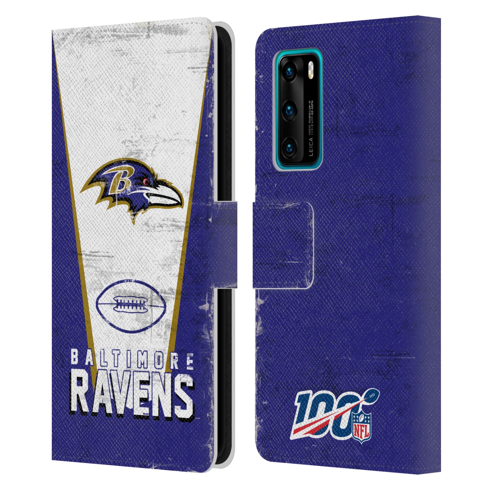 公式ライセンス NFL Baltimore Ravens Logo Art レザー手帳型ウォレットタイプケース Huawei 電話 4 スマホケース