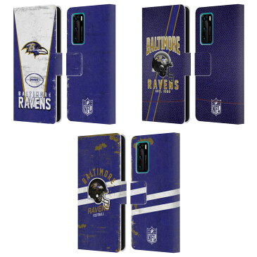 公式ライセンス NFL Baltimore Ravens Logo Art レザー手帳型ウォレットタイプケース Huawei 電話 4 スマホケース