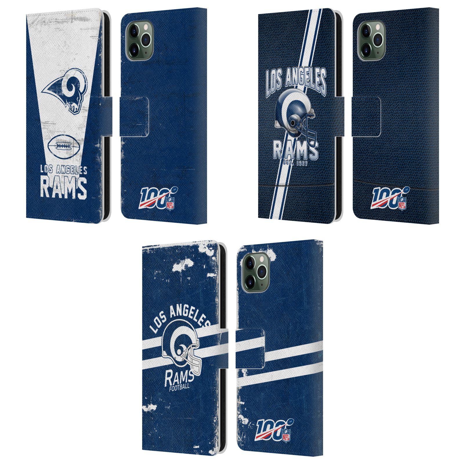 公式ライセンス NFL Los Angeles Rams Logo Art レザー手帳型ウォレットタイプケース Apple iPhone 電話 スマホケース