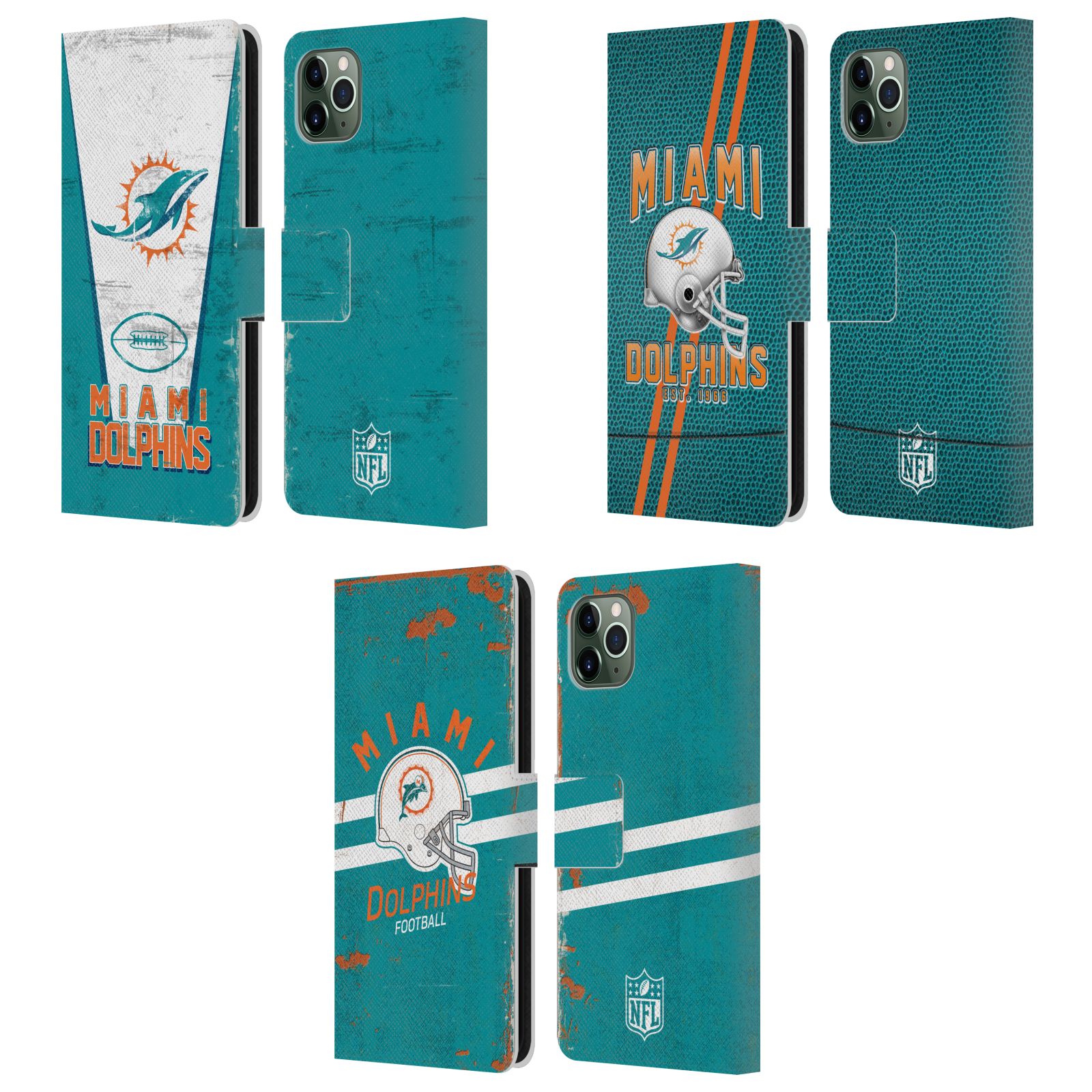 公式ライセンス NFL Miami Dolphins Logo Art レザー手帳型ウォレットタイプケース Apple iPhone 電話 スマホケース 全機種対応 グッズ