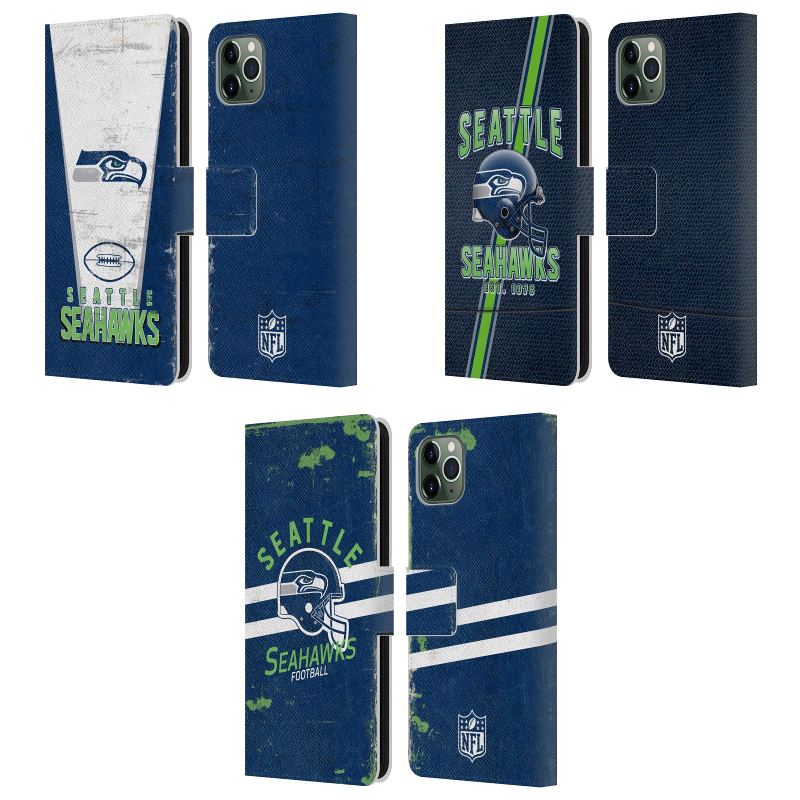 公式ライセンス NFL Seattle Seahawks Logo Art レザー手帳型ウォレットタイプケース Apple iPhone 電話 スマホケース 全機種対応 グッズ