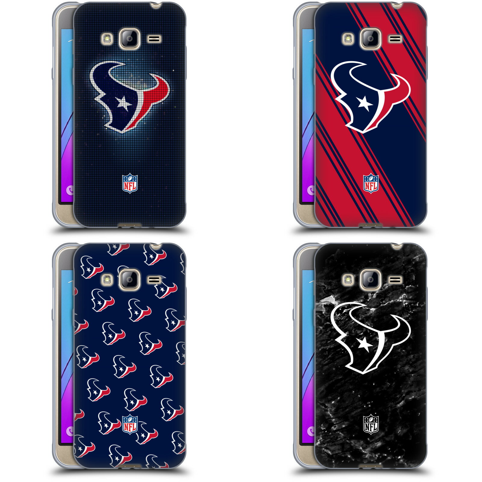 公式ライセンス NFL Houston Texans Artwork ソフトジェルケース Samsung 電話 3 スマホケース