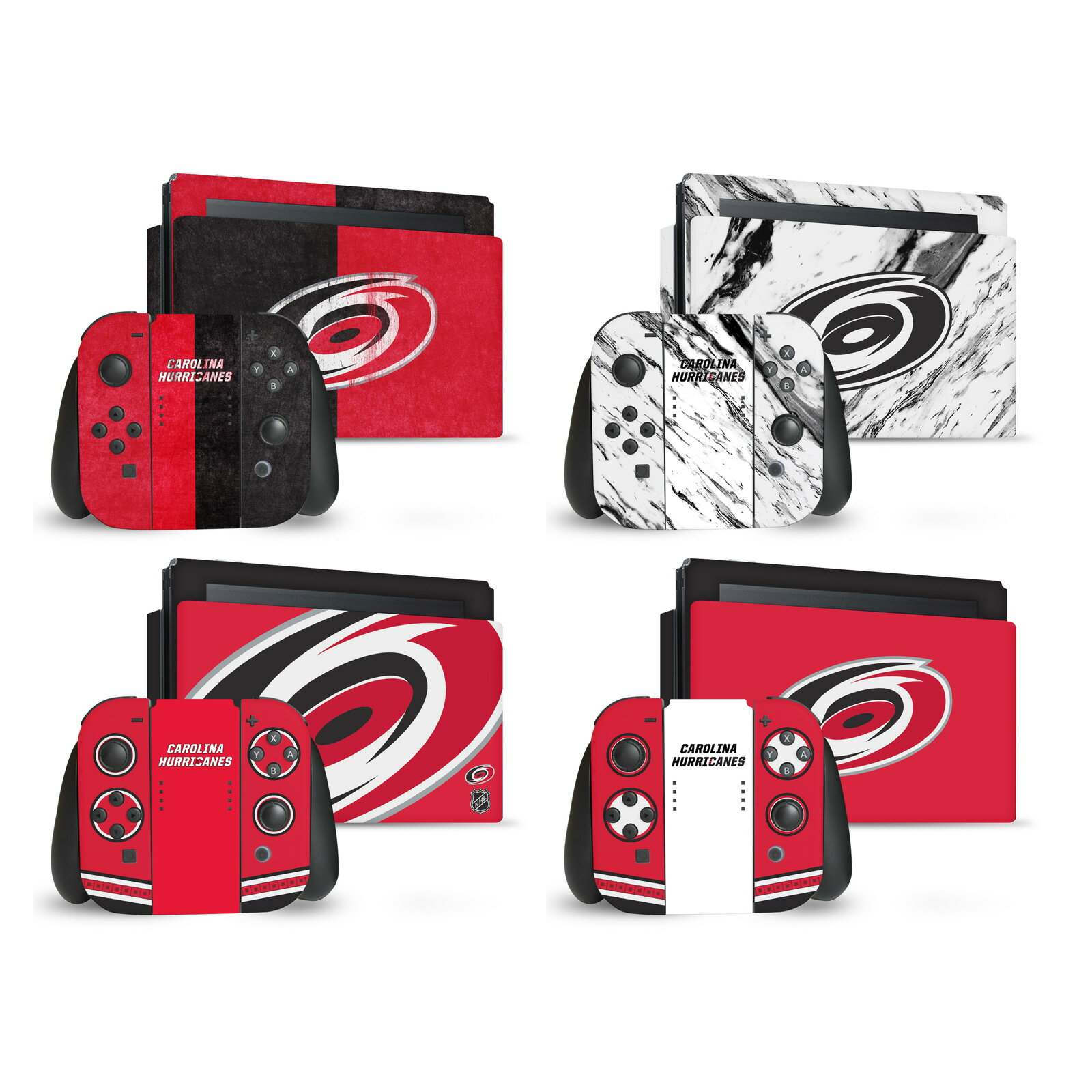 公式ライセンス NHL カロライナ・ハリケーンズ マット加工　ビニールステッカー スキン　転写シール Nintendo Switch/Switch Lite スマホケース 全機種対応 グッズ ジョイコン スイッチカバー