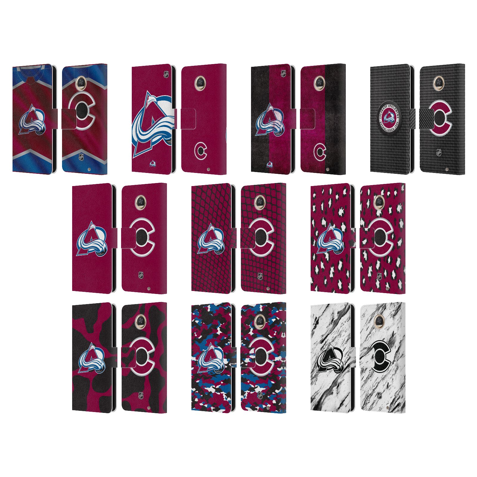 公式ライセンス NHL コロラド・アヴァランチ レザー手帳型ウォレットタイプケース Motorola 電話 スマホケース 全機種対応 グッズ