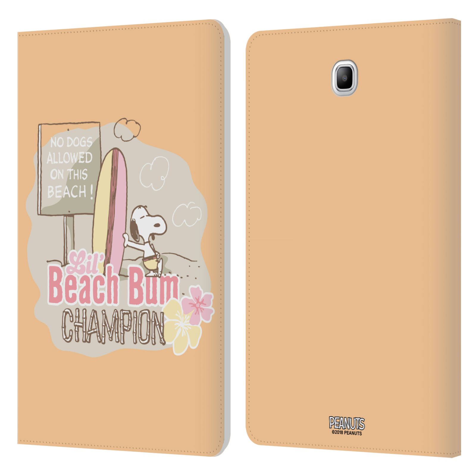 公式ライセンス Peanuts Beach Bum Snoopy レザー手帳型ウォレットタイプケース Samsung Galaxy タブレット スマホケース