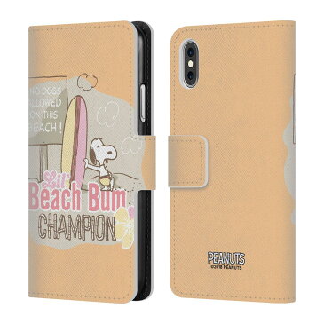 送料無料 オフィシャル PEANUTS BEACH BUM SNOOPY レザー手帳型ウォレットタイプケース APPLE IPHONE 電話