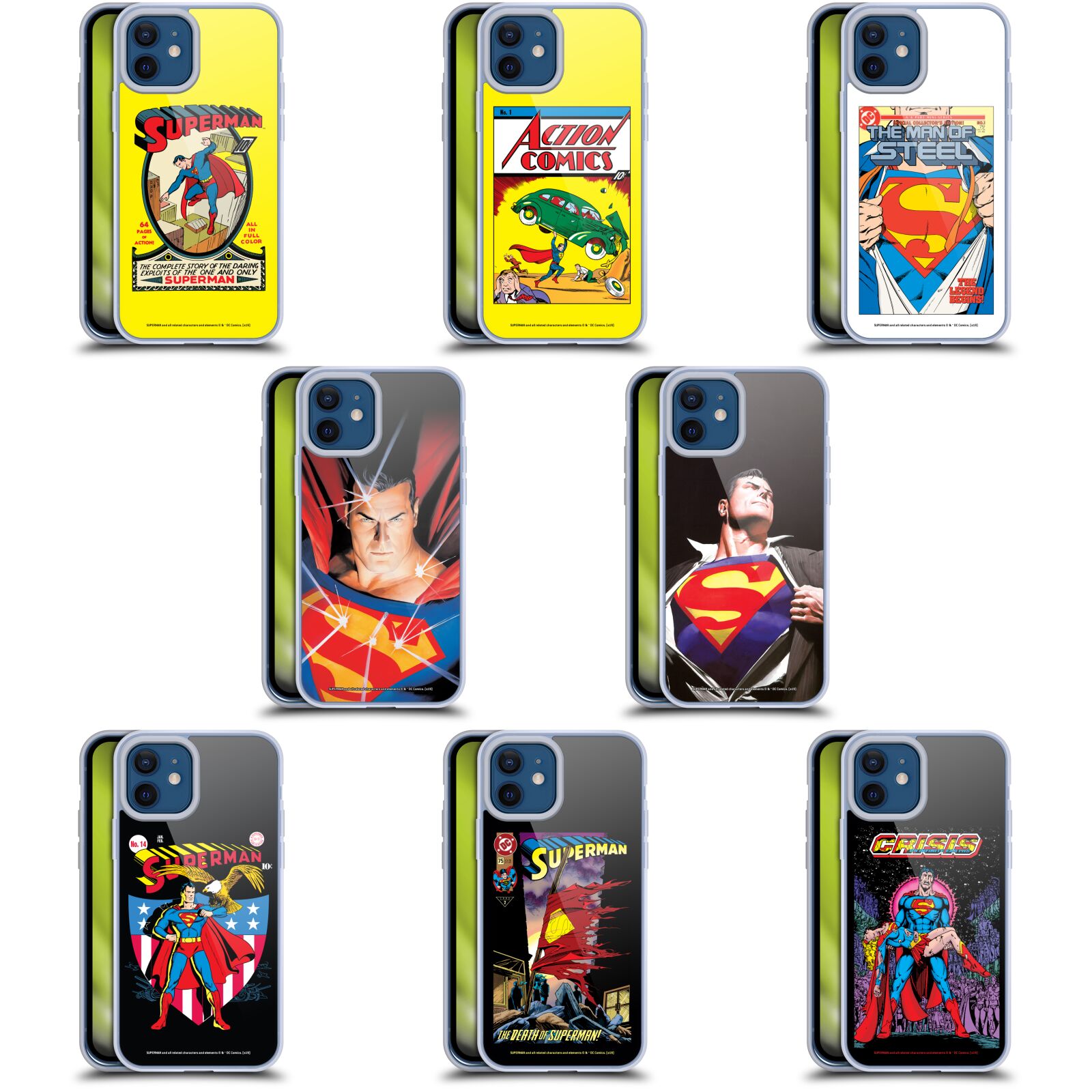 公式ライセンス Superman DC Comics フェイマス・コミックブック・カバー ソフトジェルケース Apple iPhone 電話 DCコミックス スーパーマン スーパーヒーロー スーパーガール アメコミ 全機種対応