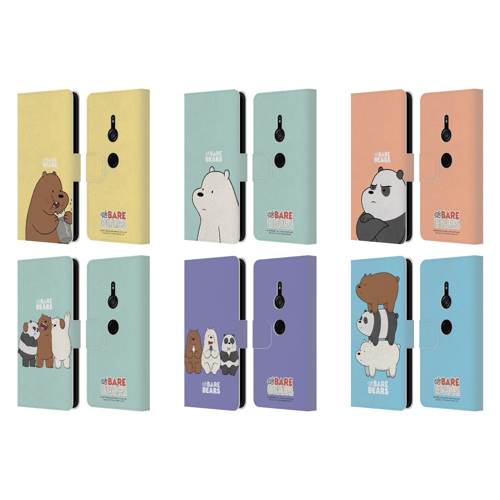 Rakuten - 公式ライセンス We Bare Bears キャラクターアート レザー手帳型ウォレットタイプケース Sony 電話 1 スマホケース 全機種対応 グッズ