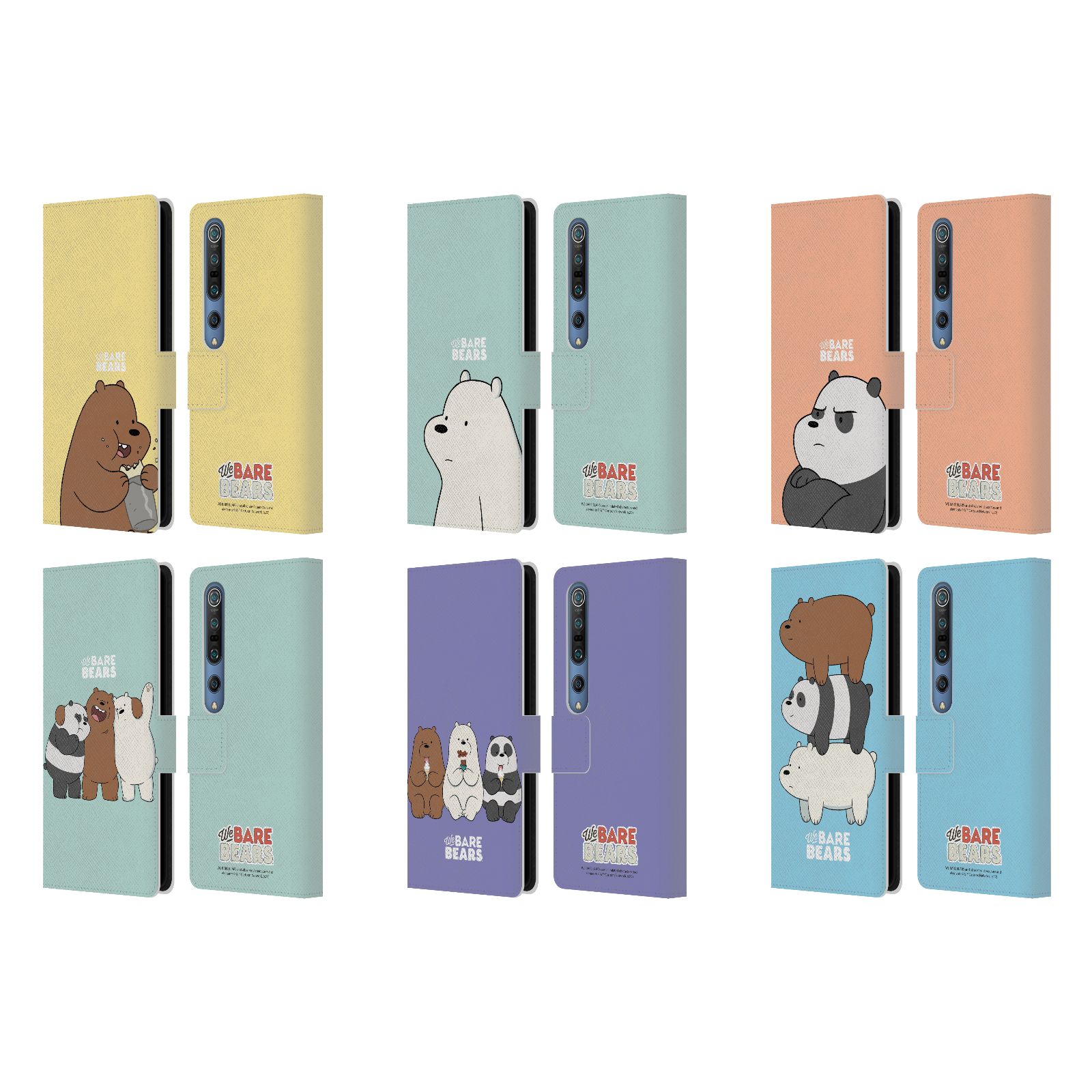 公式ライセンス We Bare Bears キャラクターアート レザー手帳型ウォレットタイプケース Xiaomi 電話 スマホケース 全機種対応 グッズ