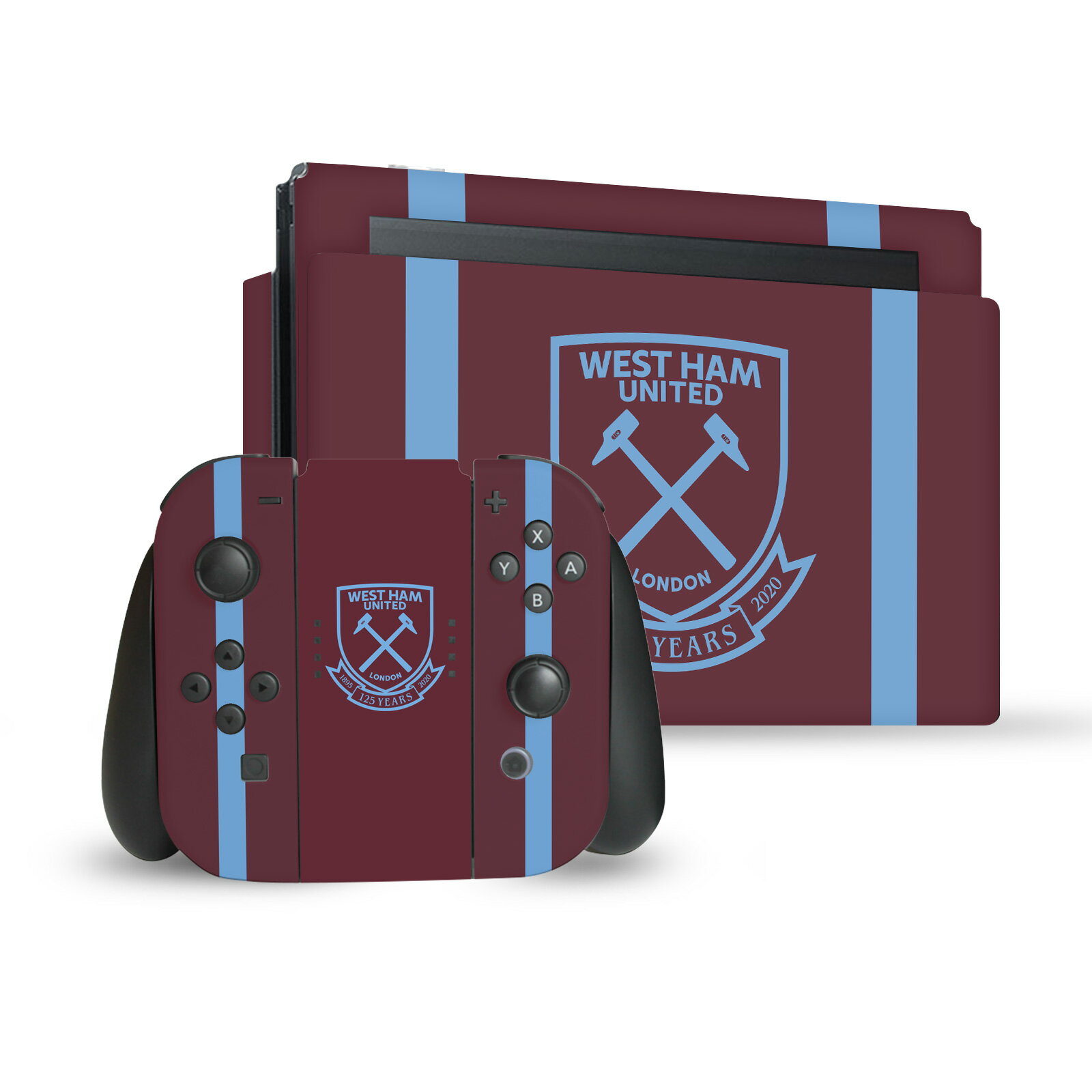 公式ライセンス West Ham United FC 2020/21ホームキット マット加工　ビニールステッカー スキン　転写シール Nintendo Switch/Switch Lite スマホケース 全機種対応 グッズ ジョイコン スイッチカバー