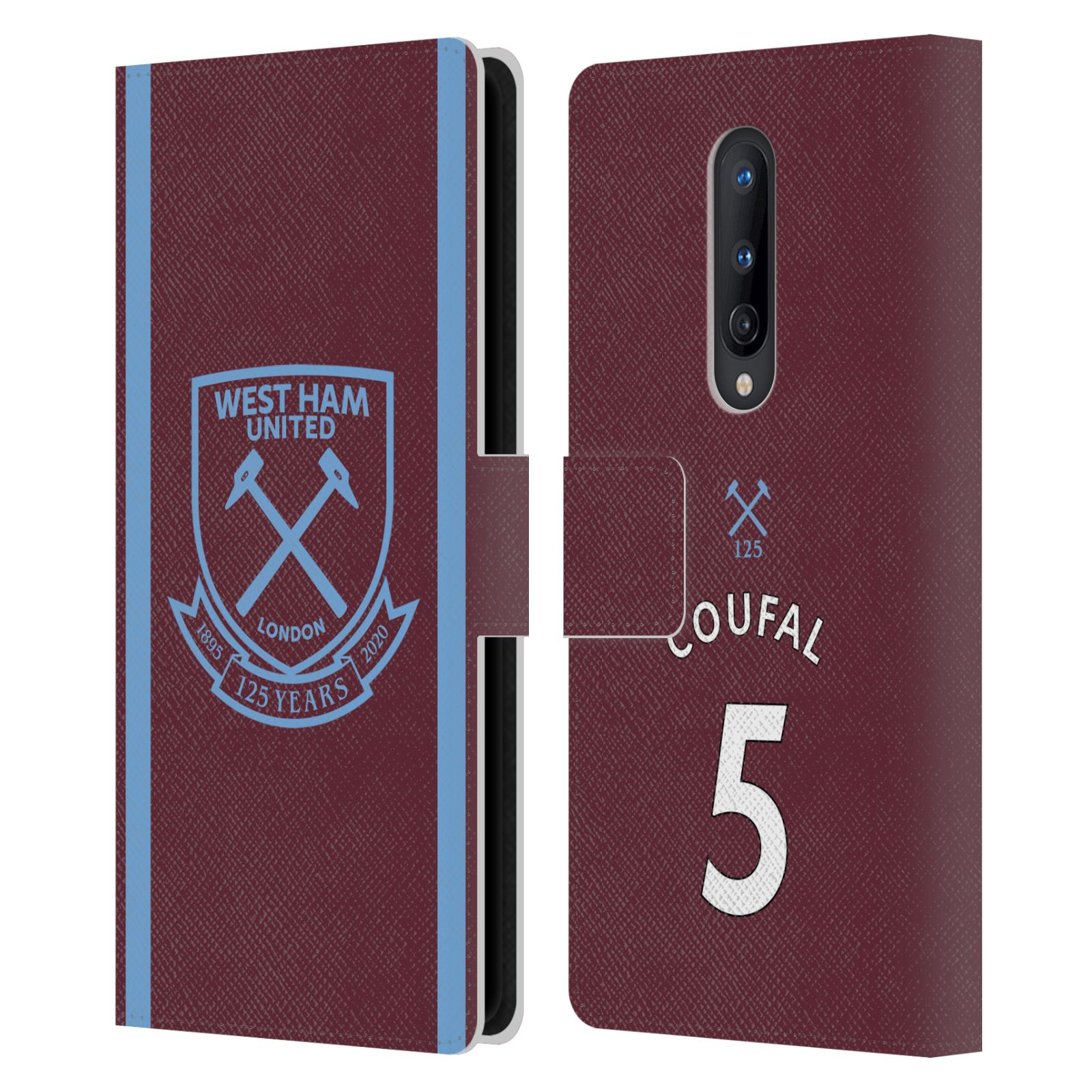 オフィシャル West Ham United FC 2020/21 プレイヤーズ・ホームキット レザー手帳型ウォレットタイプケース BlackBerry OnePlus