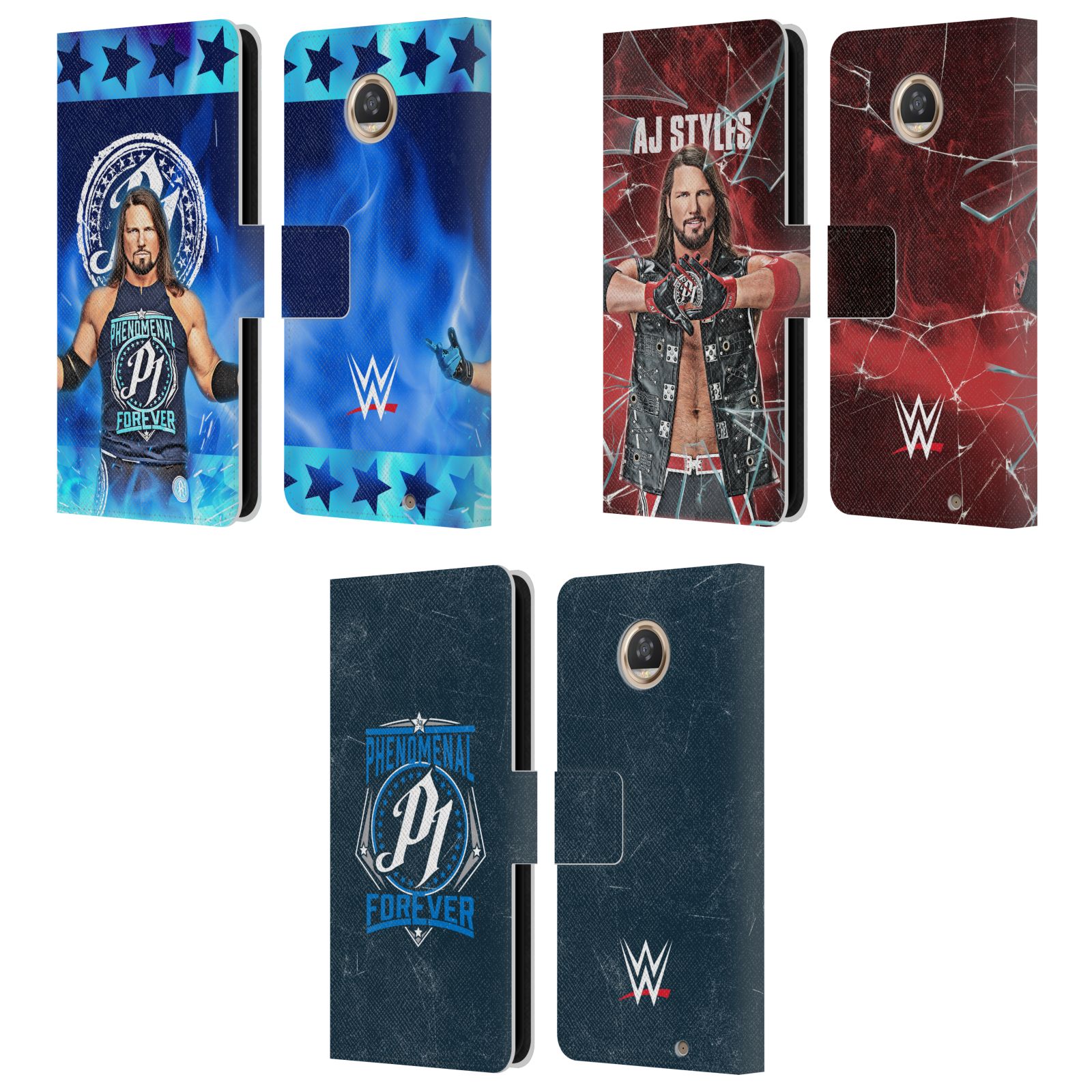 公式ライセンス WWE AJスタイルズ レザー手帳型ウォレットタイプケース Motorola 電話 スマホケース 全機種対応 グッズ