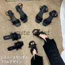 サンダル レディース ミュール フラット底 ストラップサンダル フリル スリッパ 夏サンダル 女性 フラットサンダル ストラップ シューズ 夏