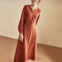 ワンピース レディース 40代 秋冬 長袖 きれいめ 上品 マキシワンピース ロング丈 Vネック ベルト 大きいサイズ パーティードレス 韓国風 おしゃれ 通勤...