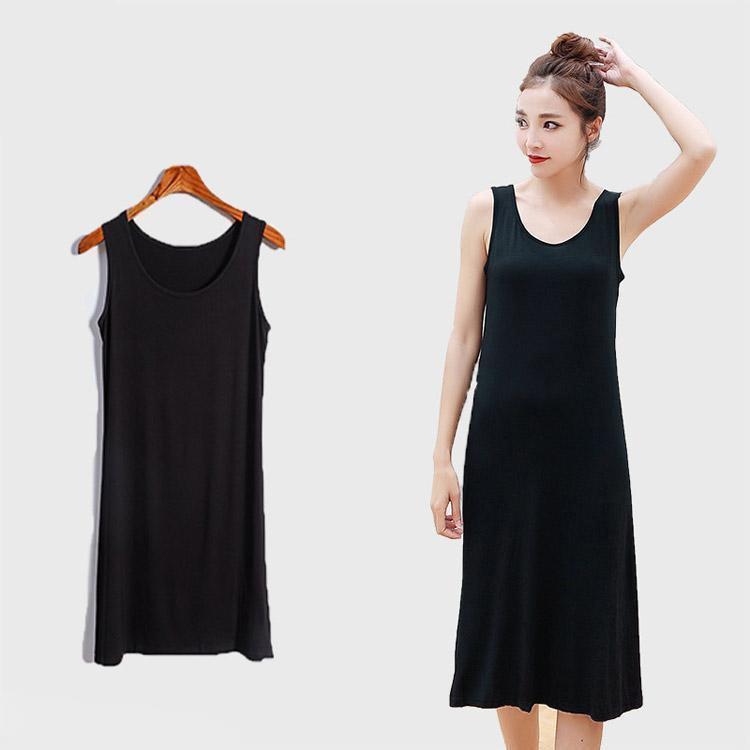 ノースリーブワンピース レディース ペチコート 接触冷感 透け防止 インナーワンピース 3丈さ選べる ロング ひざ丈 ショート