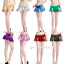 メタリック ミニスカート フリル ローライズ レディース ボトム フリル 光沢 マイクロミニ ベビードール 演出服 コスチューム コスプレ ステージ衣装