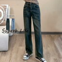 デニム パンツ レディース ストレート ヴィンテージ風 ゆったり デニムパンツ ボトムス ジーパン ジーンズ ロング丈 インディゴ