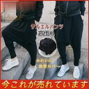 新作 サルエルパンツ レディース ウエストゴム 裏起毛 体型カバー 女性用 ロングパンツ ゆったり ボトムス カジュアル シンプル 流行る オシャレ