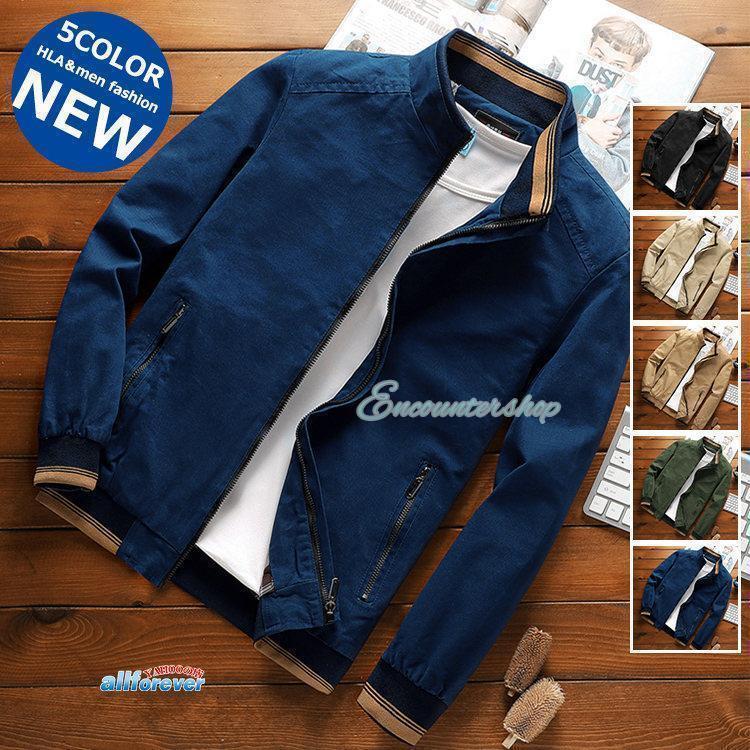 ミリタリー メンズ 薄手 無地 ブルゾン フルジップ 30代 40代 50代 ビジネス 春 秋