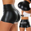 レザーパンツ ショートパンツ フェイクレザー レディース 革パン ボトムス ハイウエスト マイクロミニ ホットパンツ 半ズボン 短パン 無地 タイト