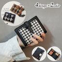 二つ折り財布 レディース ウォレット サイフ さいふ レザー調 コンパクト 千鳥格子 アーガイルチェック カードケース ボタン 背面ポケット おしゃれ