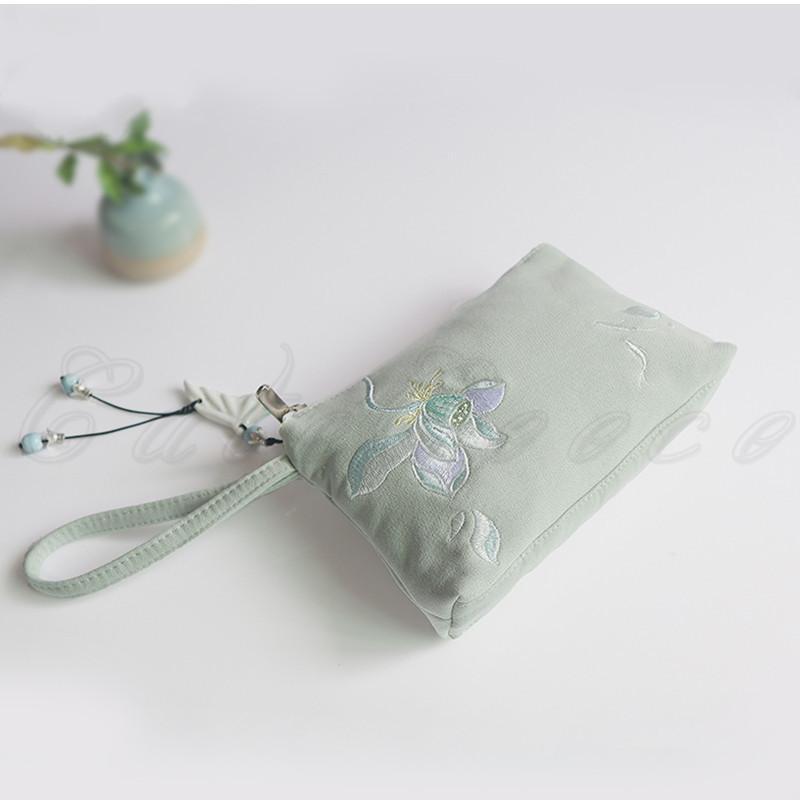 スマホポーチ レディース クラッチバッグ 財布 花柄 刺繍 チャイナ風 仕分け 携帯 収納 小物入れ 小銭入れ 多機能 21年夏新作 きれいめ おしゃれ