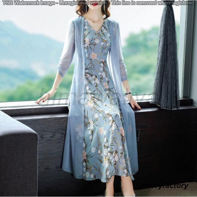 顔合わせ 母親 服装 50代 春 夏 パーティドレス セットアップ アンサンブル 長袖 カーディガン 着痩せ 体型カバー ロング フォーマルワンピース 60代 70代 40代