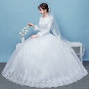 ウエディングドレス 結婚式 二次会 ウェディングドレス 安い 長袖 プリンセス エンパイア 花嫁 ドレス 秋冬 防寒 ロングドレス ブライダル 白 大きいサイズ