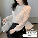 レースブラウス レディース 長袖シャツ 折り襟 長袖 プルオーバー トップス カジュアル インナー ゆったり 可愛い きれいめ おしゃれ