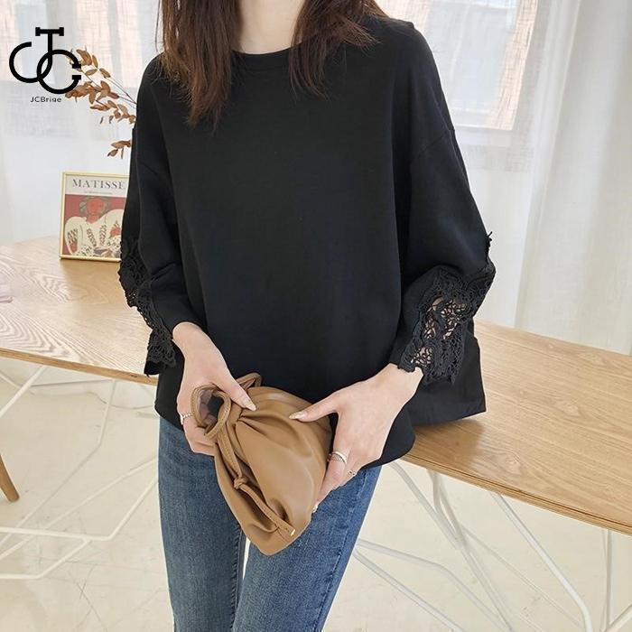 Tシャツ カットソー 切り替え ブラウス レディース 七分袖 透かし彫り レース 異素材 ゆったり トップス 刺繍 後ろ姿可愛い 春 夏