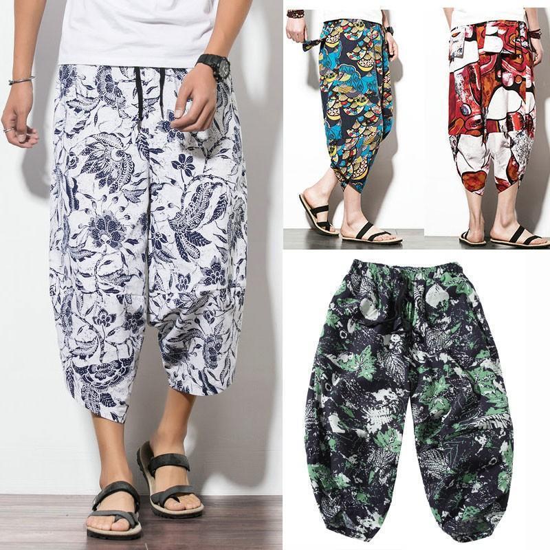 サルエルパンツ メンズ 綿麻パンツ ハロンパンツ リネン タイパンツ クロップドパンツ ガウチョパンツ ワイドパンツ ハロンパンツ 夏 カジュアルパンツ チノパン