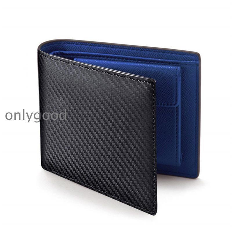 ECフェンスショップの財布 メンズ 二つ折り ブランド コンパクト カーボンレザー ビジネス ミニ財布 紳士 大容量 ボックス型 薄い おしゃれ カード入れ｜アングル2