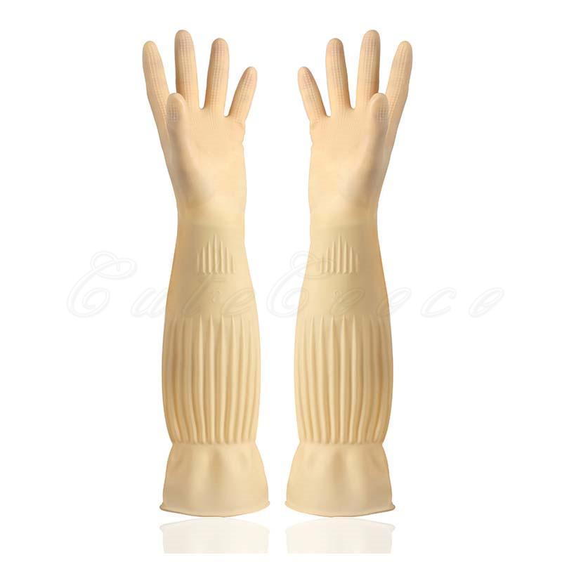 ゴム手袋 ロング 45cm おしゃれ 5本指 手荒れ防止 多機能 防水 厚い 丈が長い 耐摩耗性 作業しやすい 伸縮性 男女兼用 庭のお手入れ 作業用 家庭用