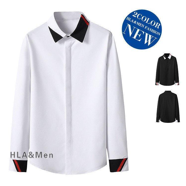 メンズ長袖シャツ白シャツカジュアルシャツシャツトップス秋服ビジネス通勤