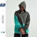 メンズパーカー長袖スポーツグラデーションプルオーバーパーカーメンズパーカー配色秋服パーカーお兄系秋服メンズ綿長袖柔ら