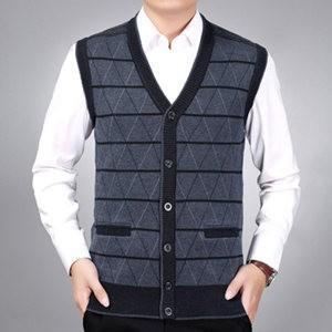 ニットベスト ニットカーディガン メンズ ベスト 前開き ノースリーブ ウール ゆったり 大きいサイズ ..